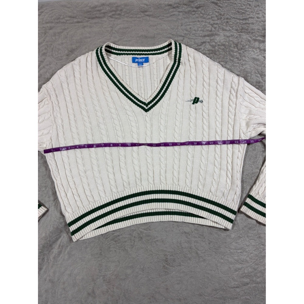 Prince Pickleball Retro Cricket Cable Knit Sweater Size XXL Preppy Tennis - Picture 10 of 11